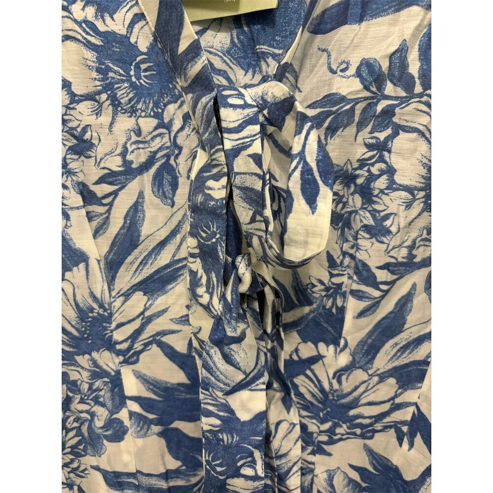 H&M Cover Up Womens 2XL Blue Floral Tunic Dress Beach Resort Semi Sheer - Picture 2 of 7
